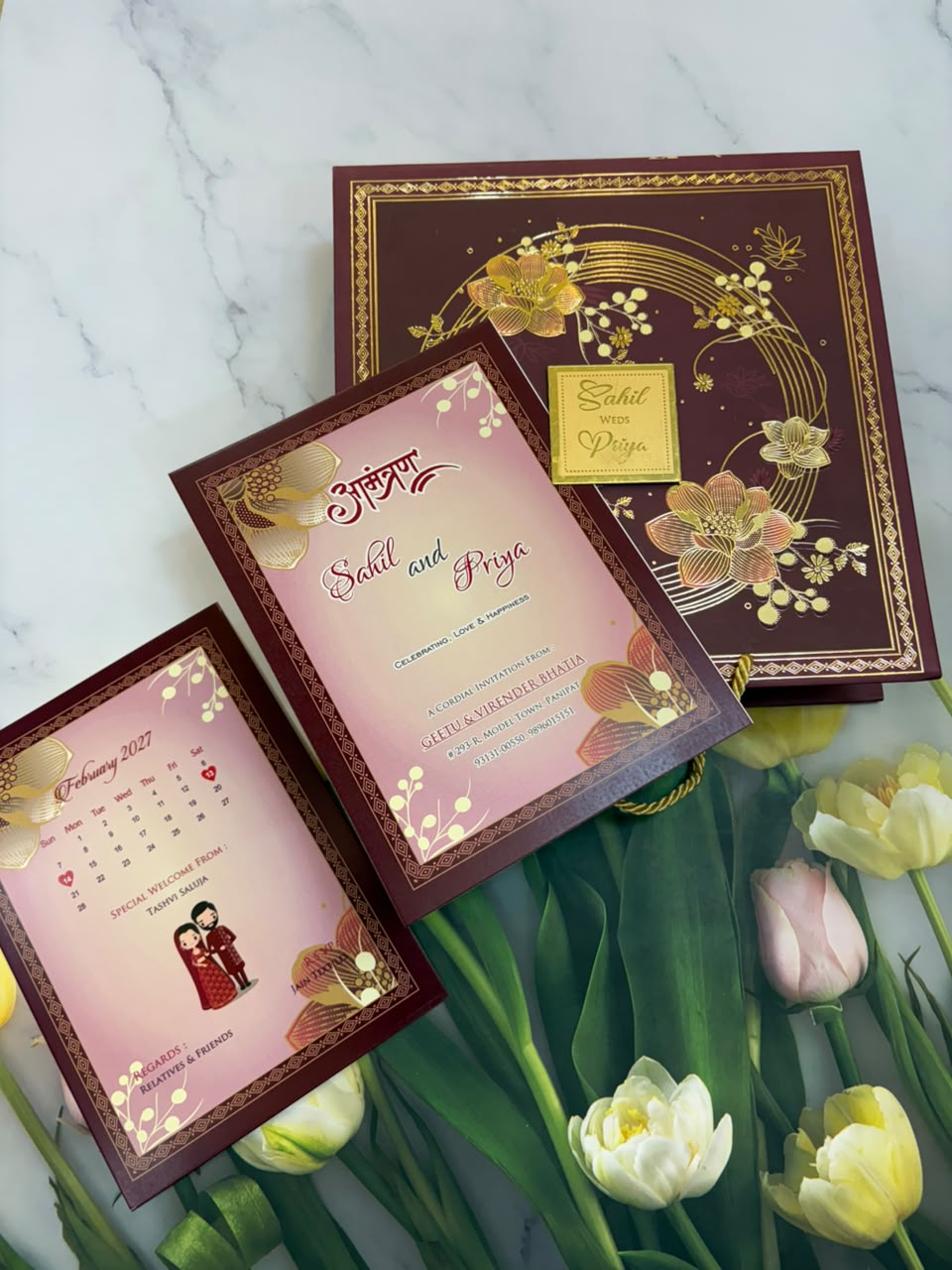 Dry Fruits/ Chocolate Designer Invitation Box in Floral Design SD-08