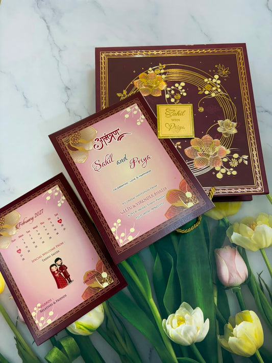 Dry Fruits/ Chocolate Designer Invitation Box in Floral Design SD-08