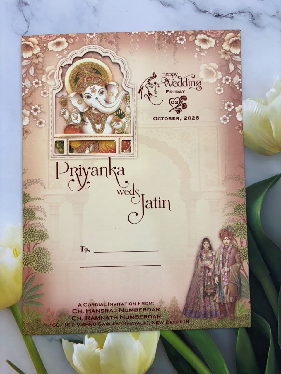 Bride & Groom Ganesha Wedding Card SD No. 9004