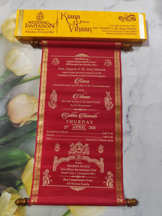 Designer Scroll Cards for Invitation Yellow SD 01