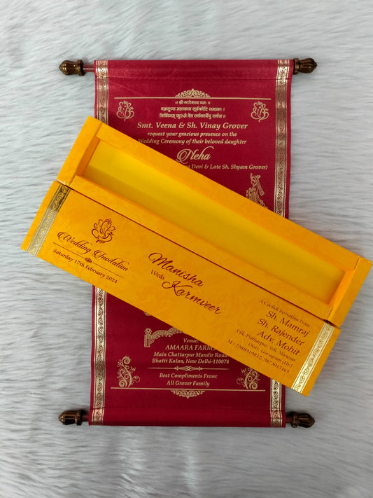 Designer Scroll Cards for Invitation Yellow SD 01