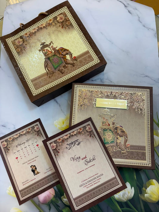 Dry Fruits/ Chocolate Designer Invitation Box in Elephant Design SD-01