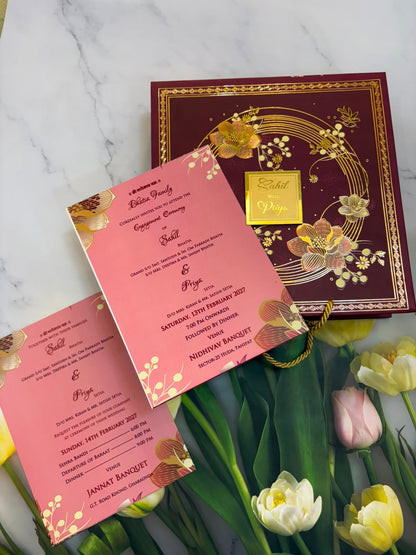 Dry Fruits/ Chocolate Designer Invitation Box in Floral Design SD-08