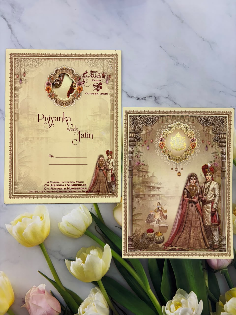 Bride & Groom Ganesha Wedding Card SD B-94