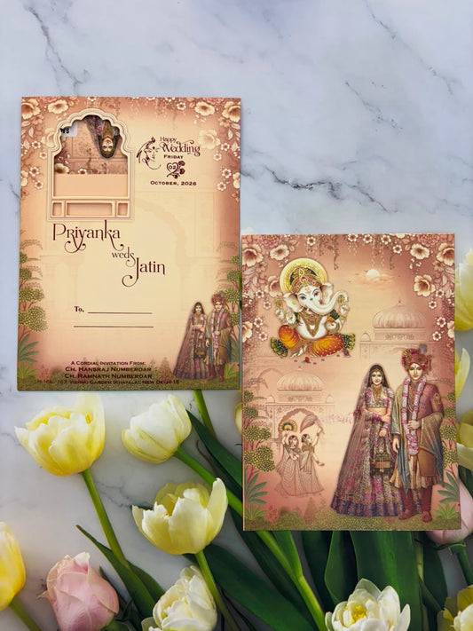 Bride & Groom Ganesha Wedding Card SD No. 9004