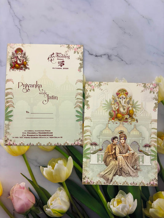 Bride & Groom Ganesha Wedding Card SD B-75