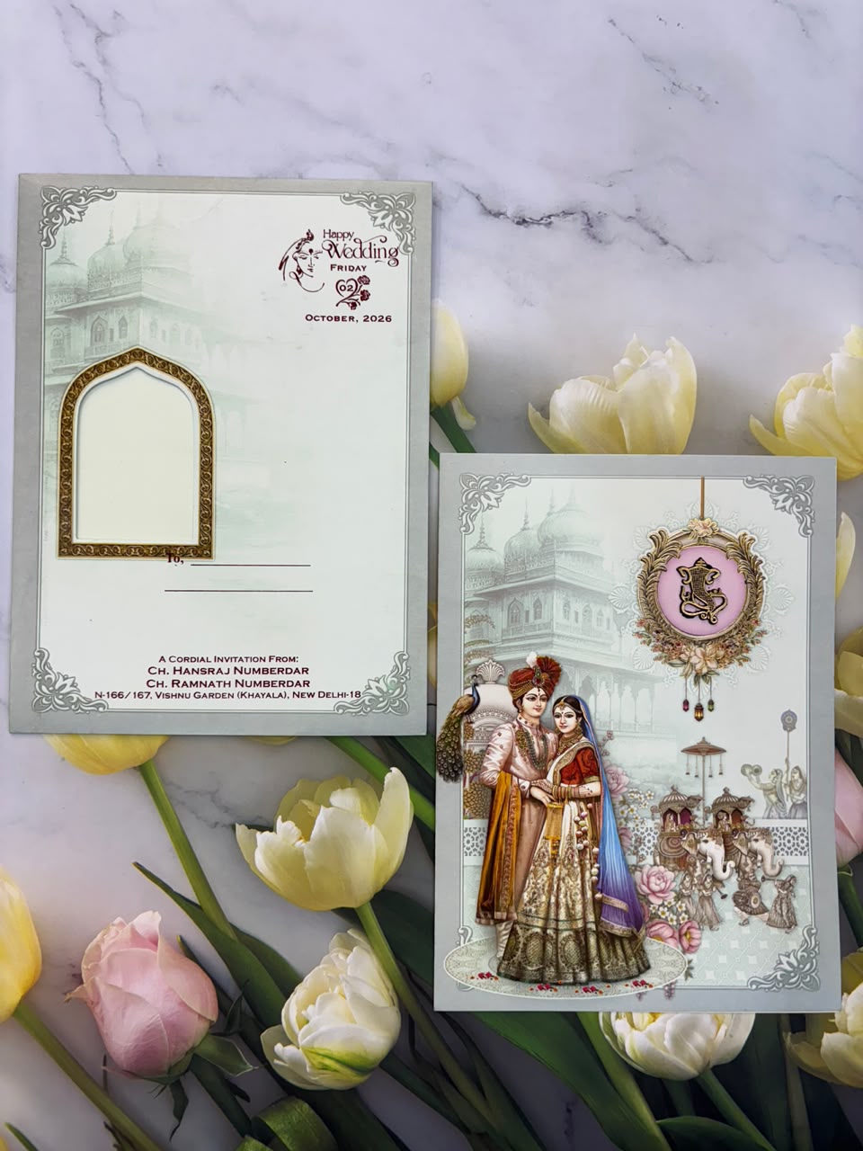 Bride & Groom Ganesha Wedding Card SD B-47
