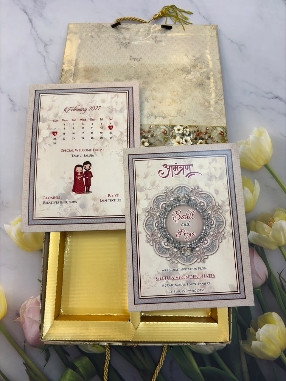 Dry Fruits/ Chocolate Designer Invitation Box in Floral Design SD-09