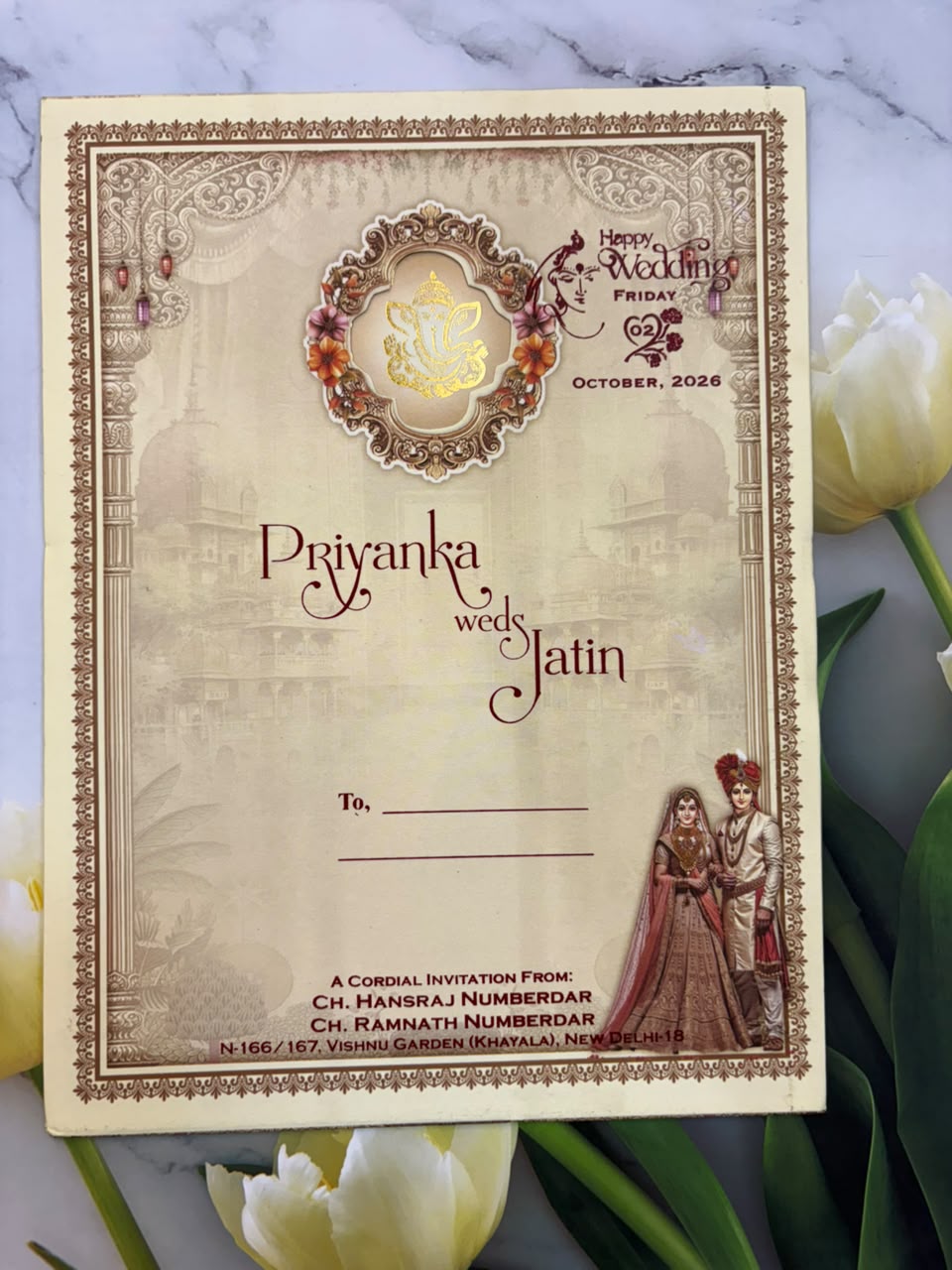 Bride & Groom Ganesha Wedding Card SD B-94
