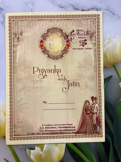 Bride & Groom Ganesha Wedding Card SD B-94