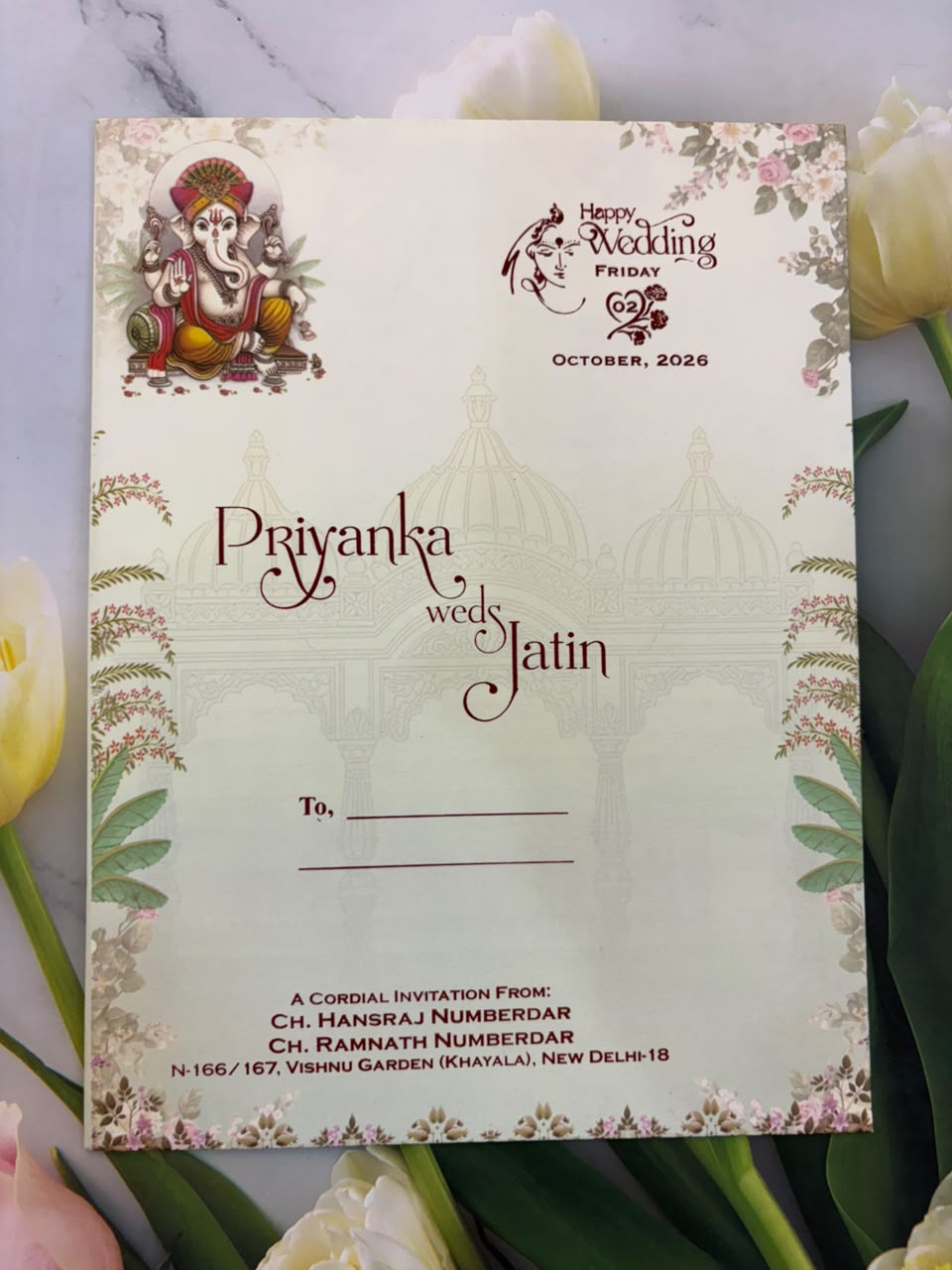 Bride & Groom Ganesha Wedding Card SD B-75
