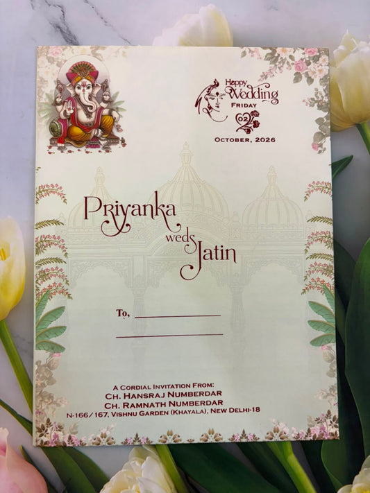 Bride & Groom Ganesha Wedding Card SD B-75