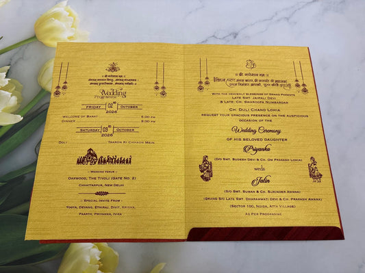 Mehroon Colour Ganesha Wedding Card SD