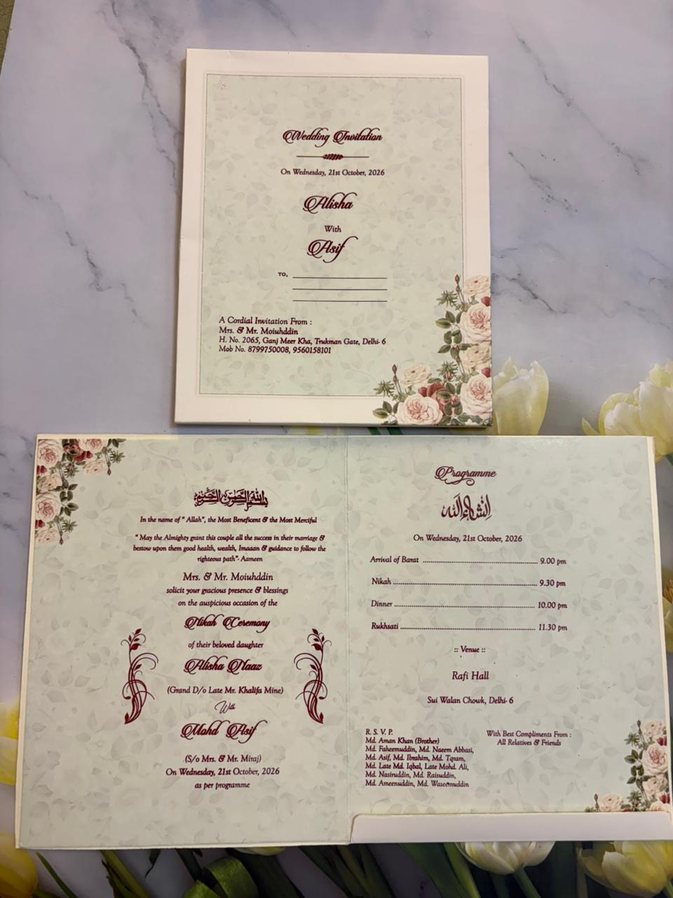 Floral Designer Wedding Invitation Card SD G-12