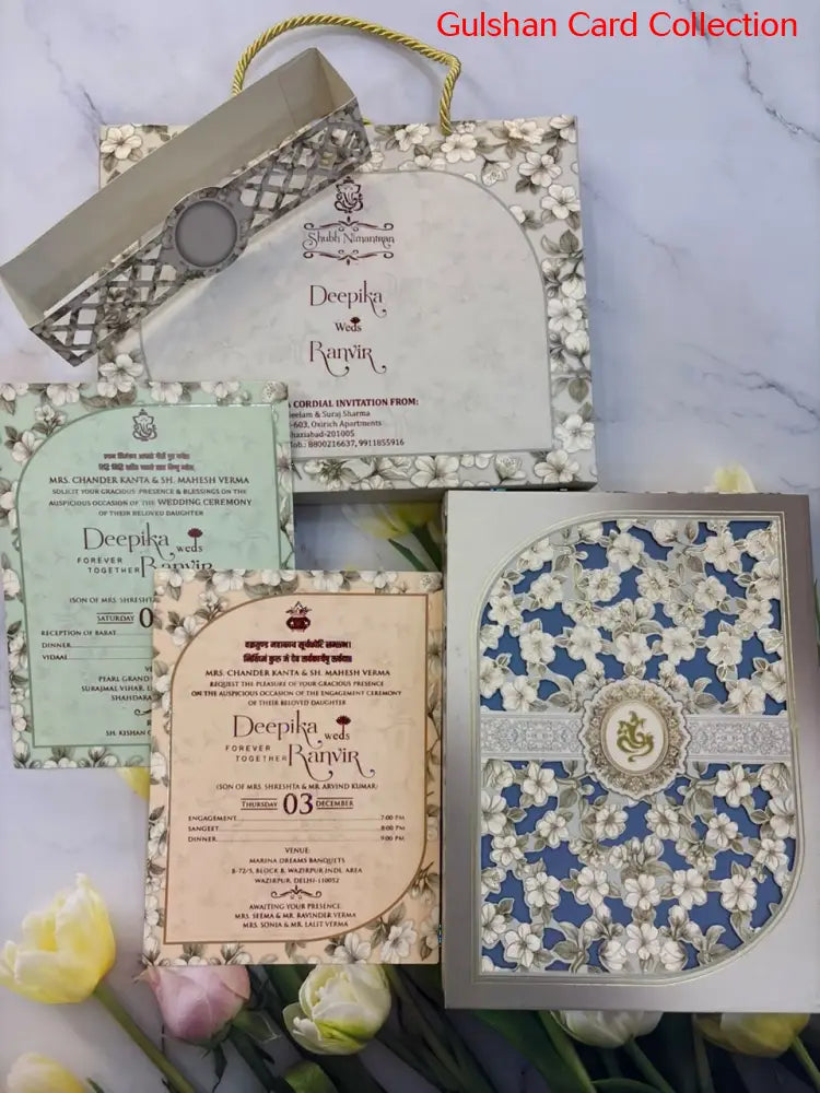 Blue carry Bag Dry Fruits/ Chocolate Designer Invitation Box SD 07 1
