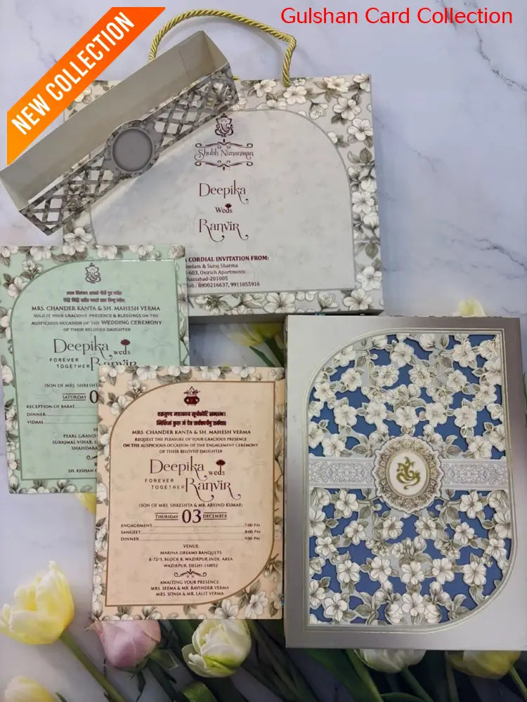 Blue carry Bag Dry Fruits/ Chocolate Designer Invitation Box SD 07