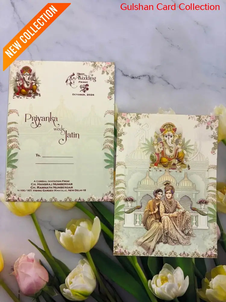 Watermarked - Bride & Groom Ganesha Wedding Card SD B-75