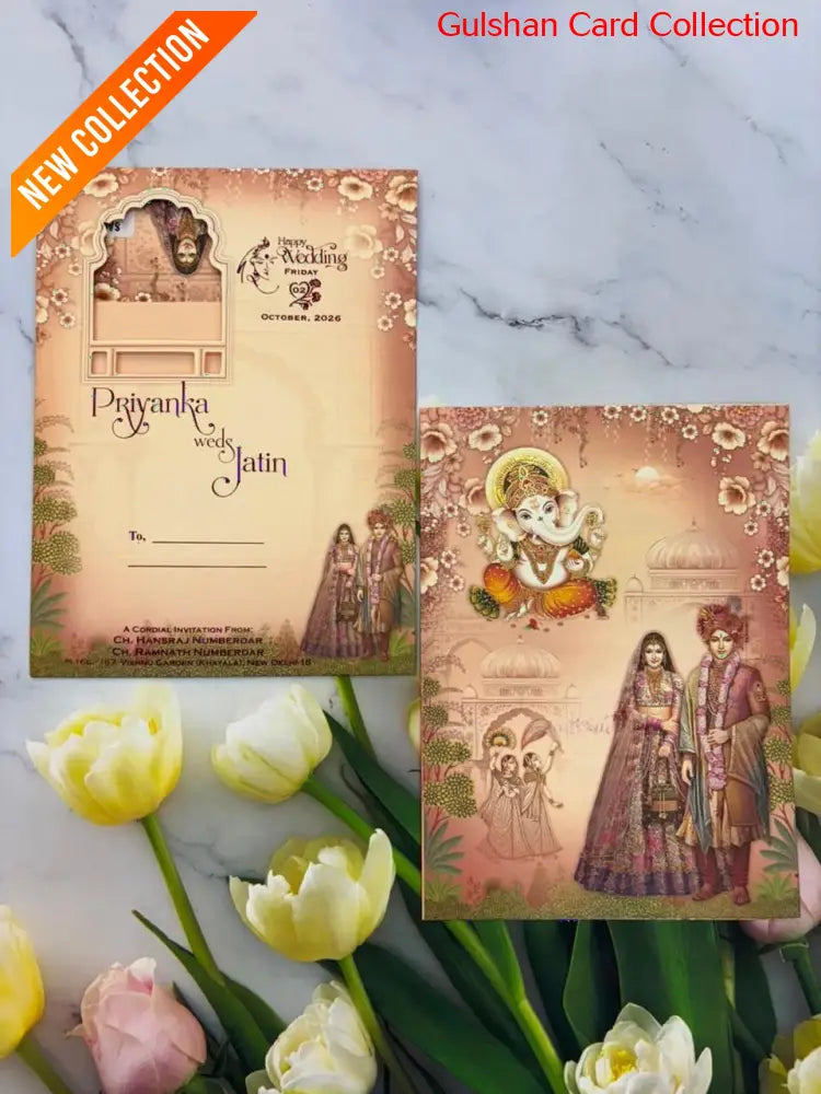 Bride & Groom Ganesha Wedding Card SD No. 9004.