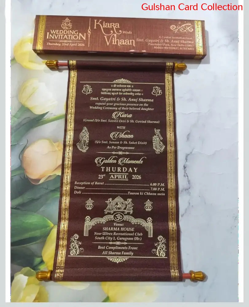 Badged - Brown Scroll Invitation Card SD 10