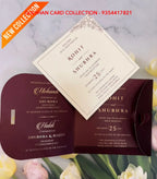 Burgundy & Gold Foil Floral Interlocking Heart Wedding Invitation Suite