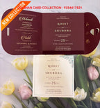 Burgundy & Gold Foil Floral Interlocking Heart Wedding Invitation Suite