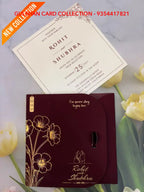 Burgundy & Gold Foil Floral Interlocking Heart Wedding Invitation Suite