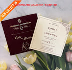 Burgundy & Gold Foil Floral Interlocking Heart Wedding Invitation Suite