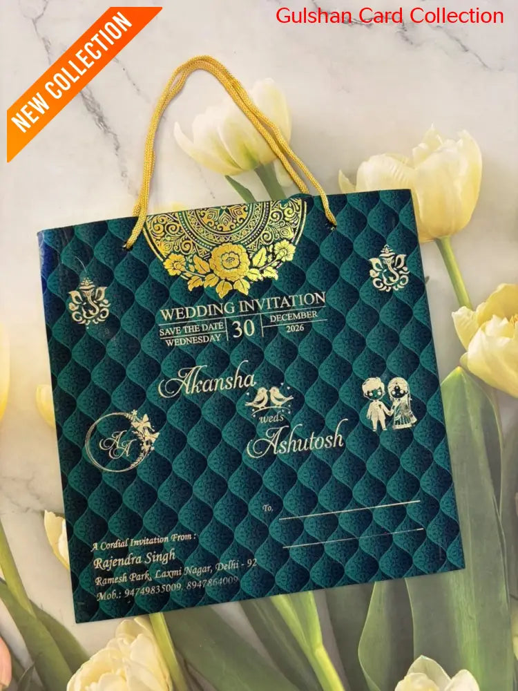 Carry Bag Designer Wedding Invitation Card for Marriage HD 007