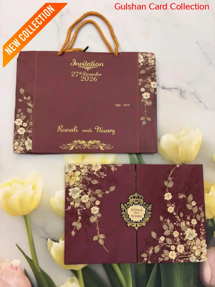 Carry Bag Designer Wedding Invitation Card for Marriage JC MH-1074