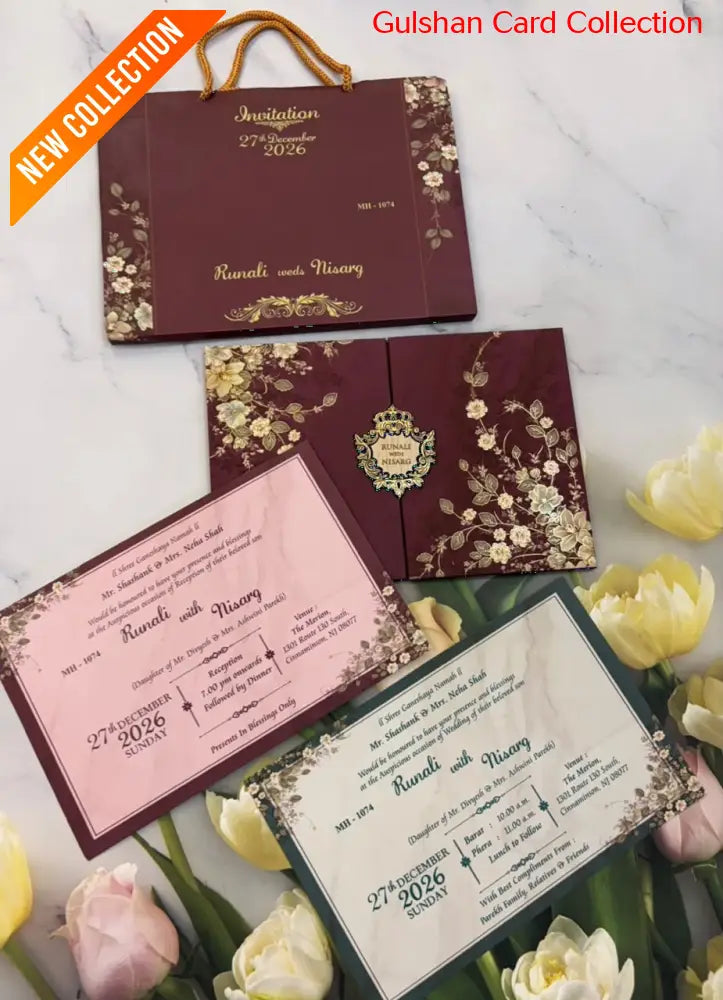 Carry Bag Designer Wedding Invitation Card for Marriage JC MH-1074