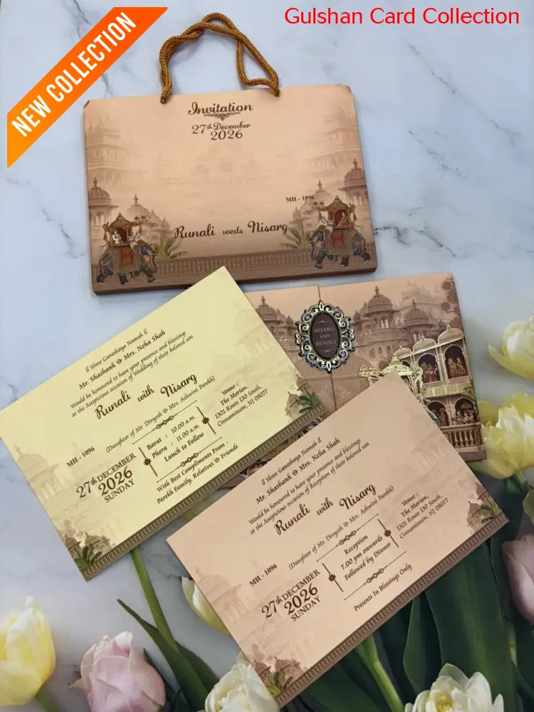 Carry Bag Designer Wedding Invitation Card for Marriage JC MH-1096