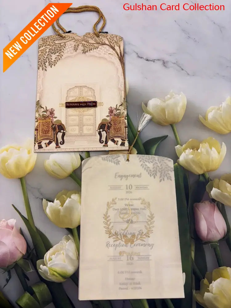 Carry Bag Designer Wedding Invitation Card for Marriage JC N-633