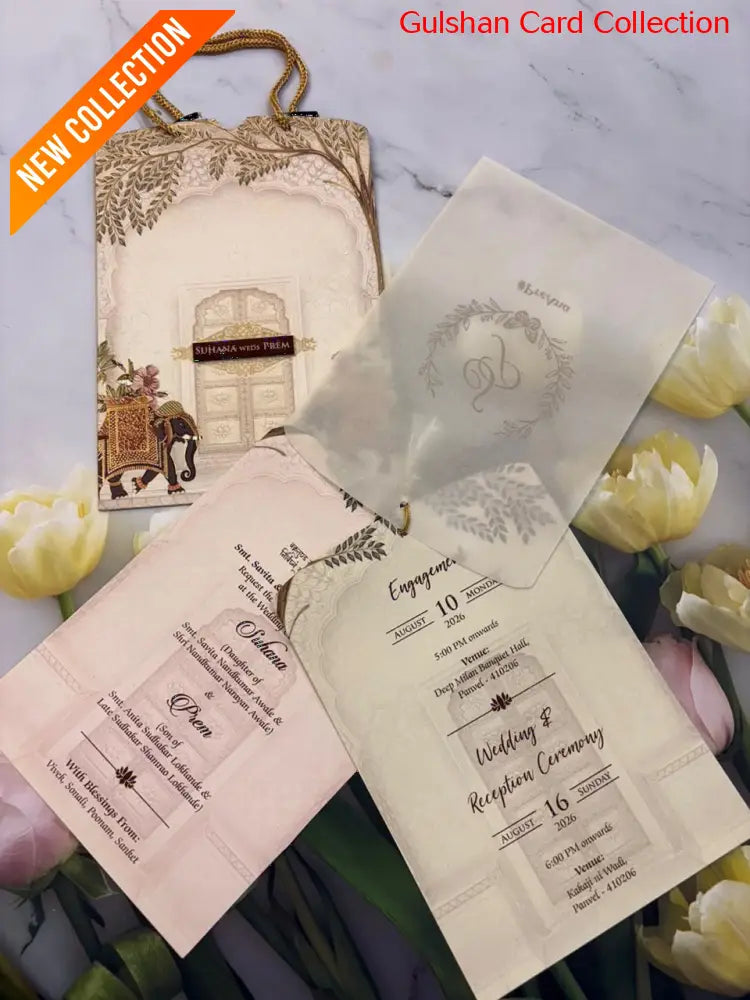 Carry Bag Designer Wedding Invitation Card for Marriage JC N-633