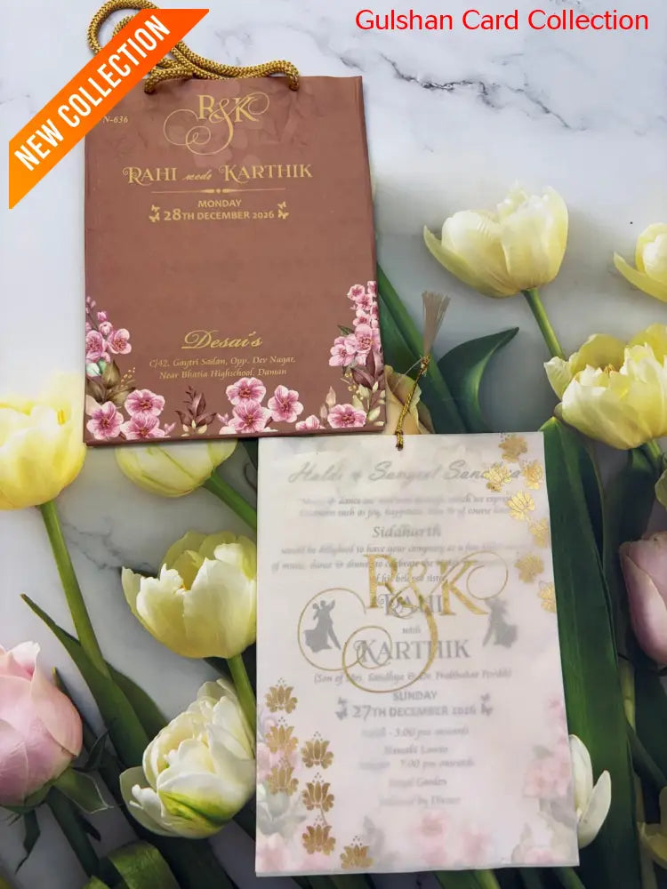 Carry Bag Designer Wedding Invitation Card for Marriage JC N636