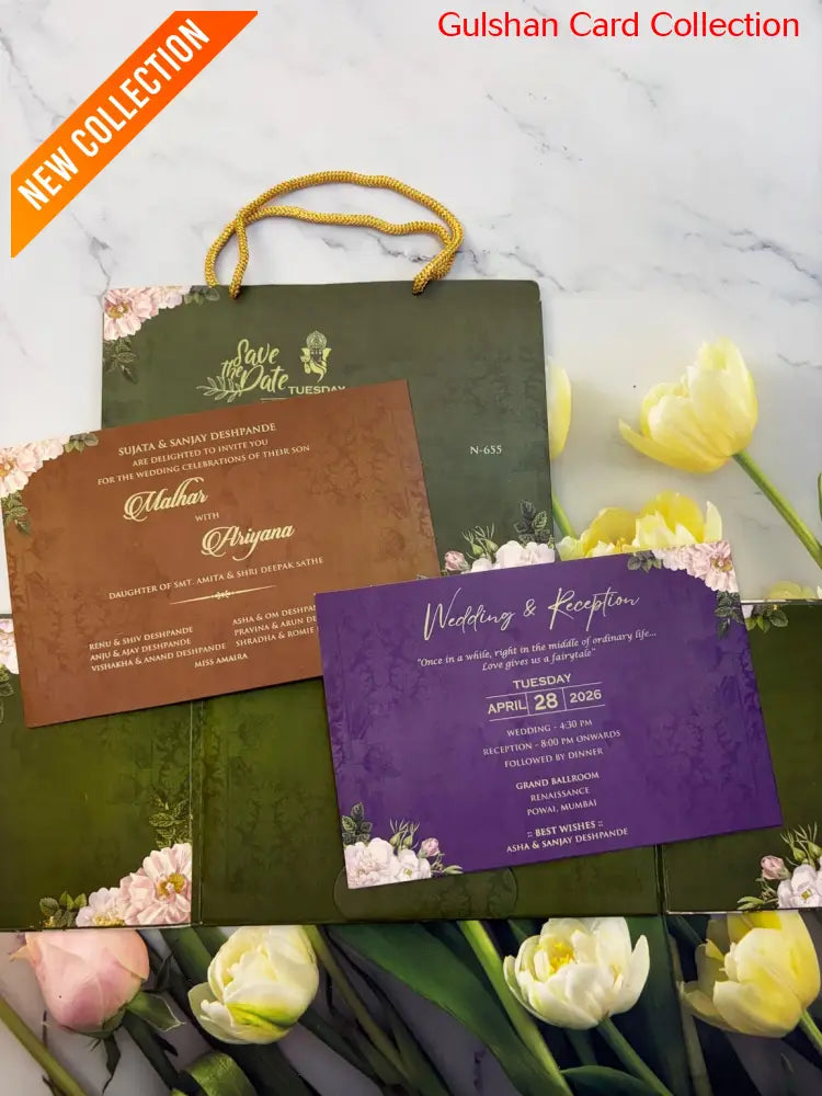 Carry Bag Designer Wedding Invitation Card for Marriage JC N655