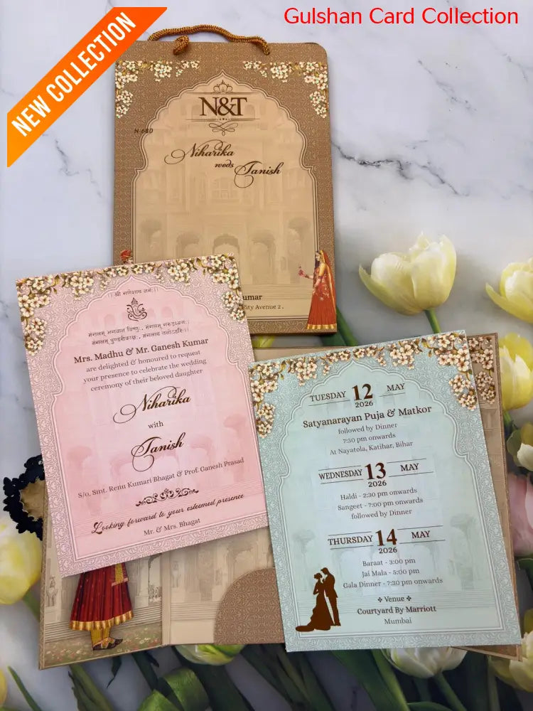 Carry Bag Designer Wedding Invitation Card for Marriage JC N680