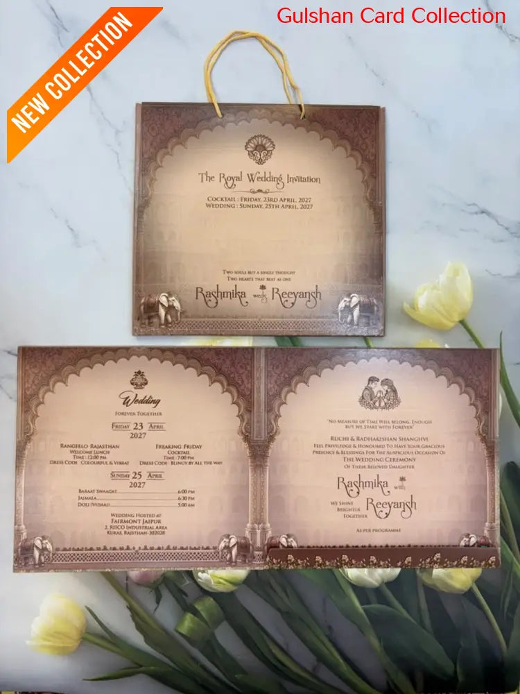 Carry Bag Designer Wedding Invitation Card for Marriage RD 401