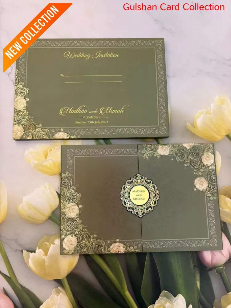 Centre Open Designer Wedding Invitation Card for Marriage JC 3672