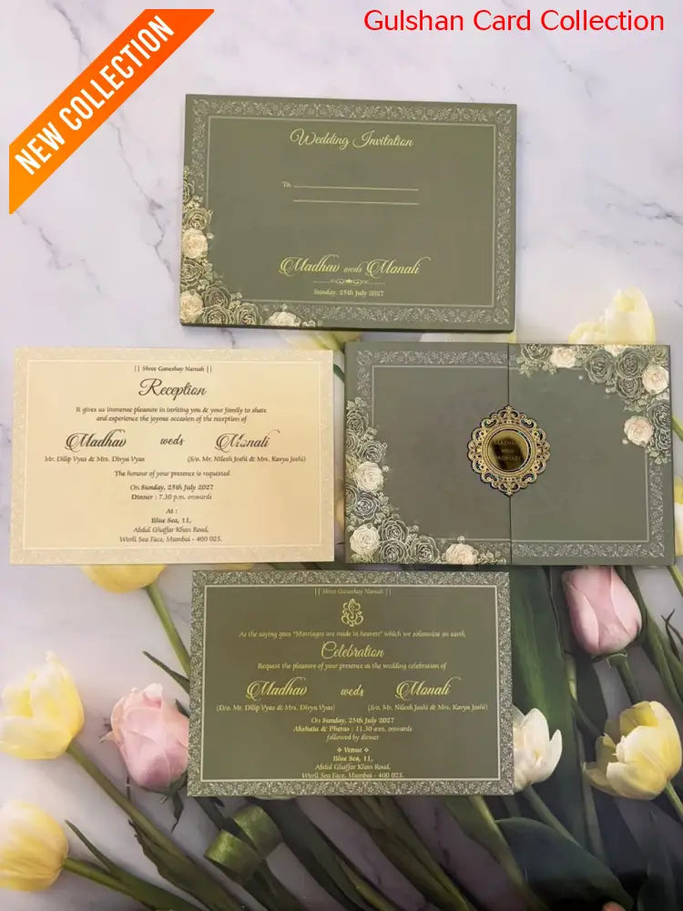 Centre Open Designer Wedding Invitation Card for Marriage JC 3672