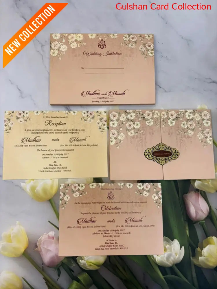 Centre Open Designer Wedding Invitation Card for Marriage JC 3673