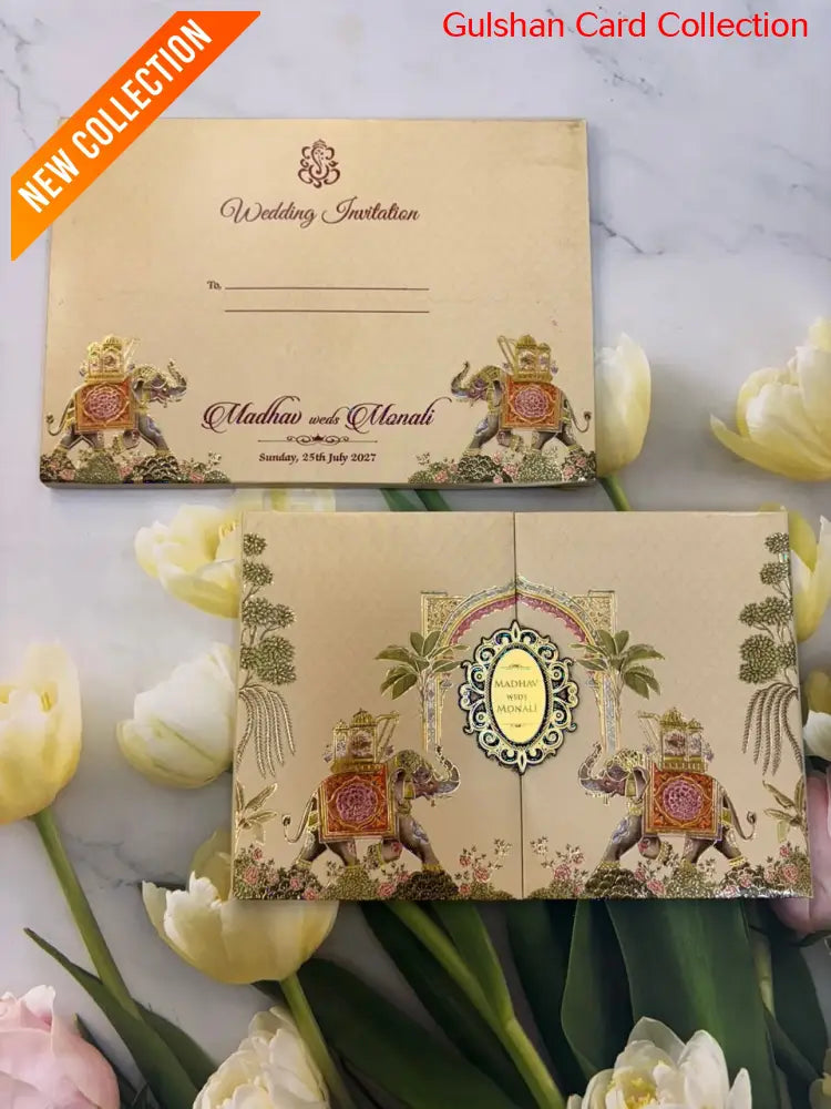 Centre Open Designer Wedding Invitation Card for Marriage JC 3674