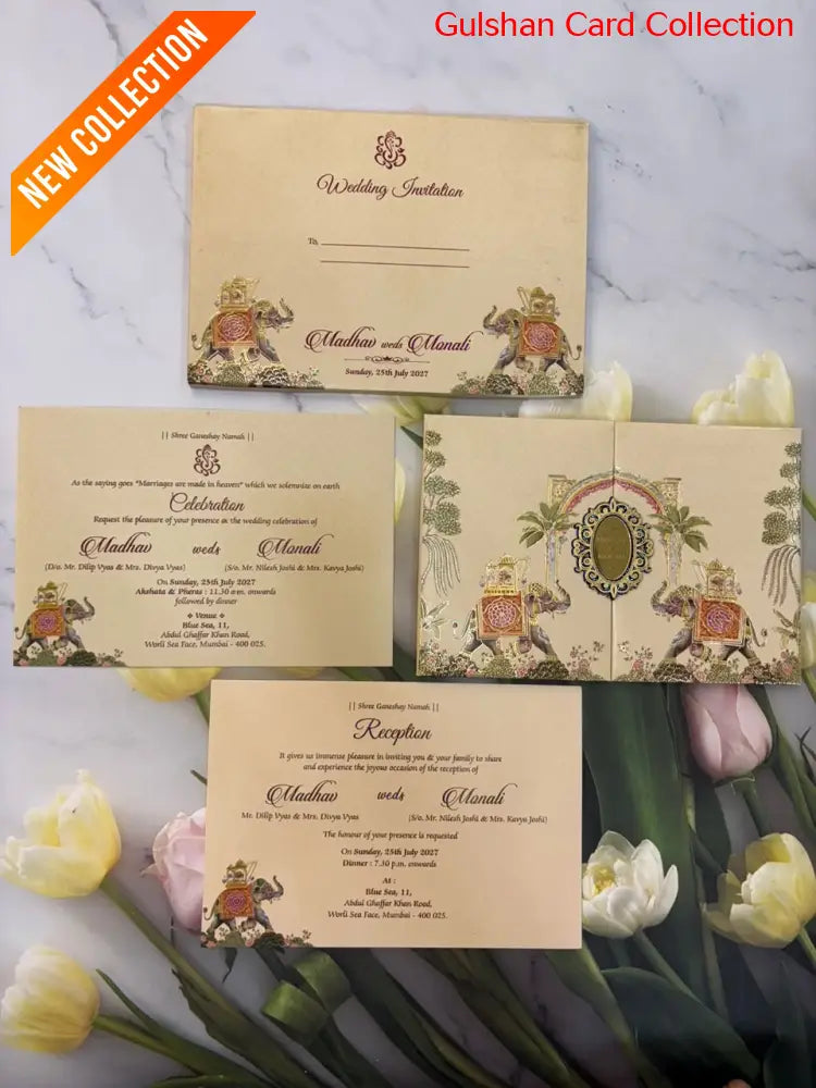 Centre Open Designer Wedding Invitation Card for Marriage JC 3674