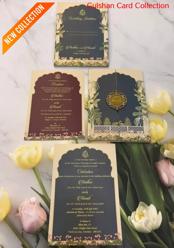 Centre Open Designer Wedding Invitation Card for Marriage JC 3676