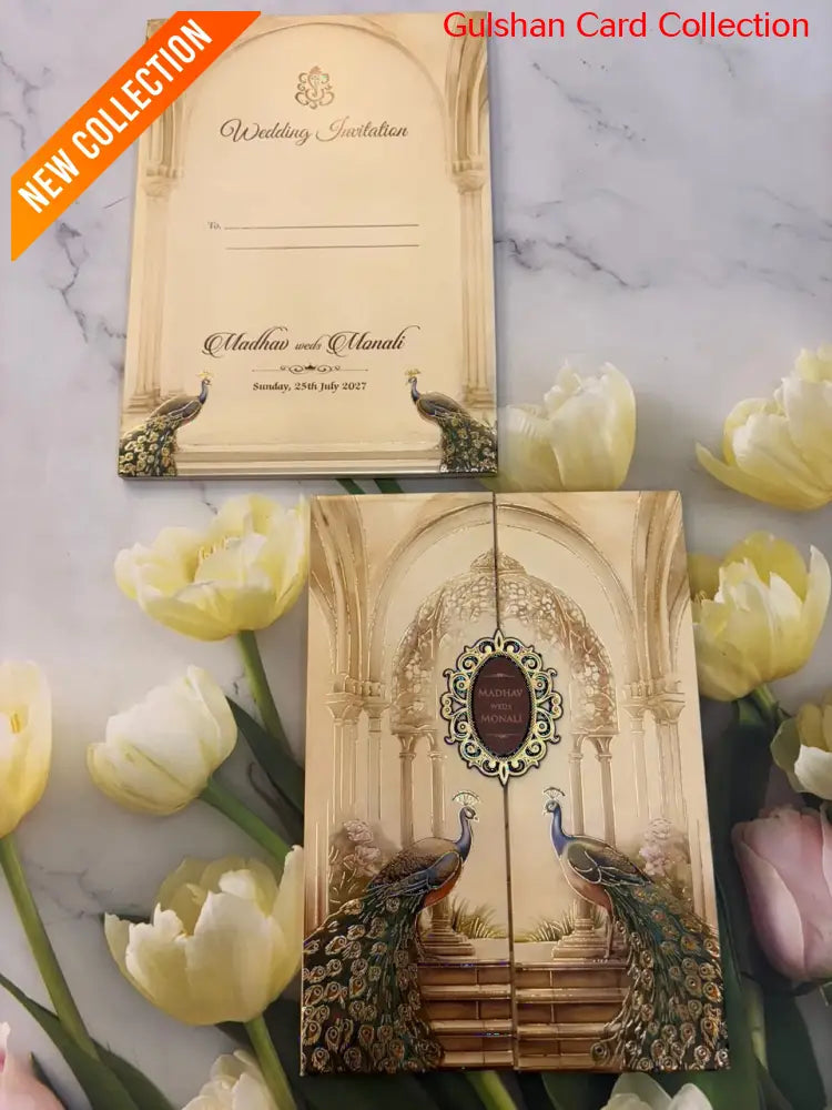 Centre Open Designer Wedding Invitation Card for Marriage JC 3677