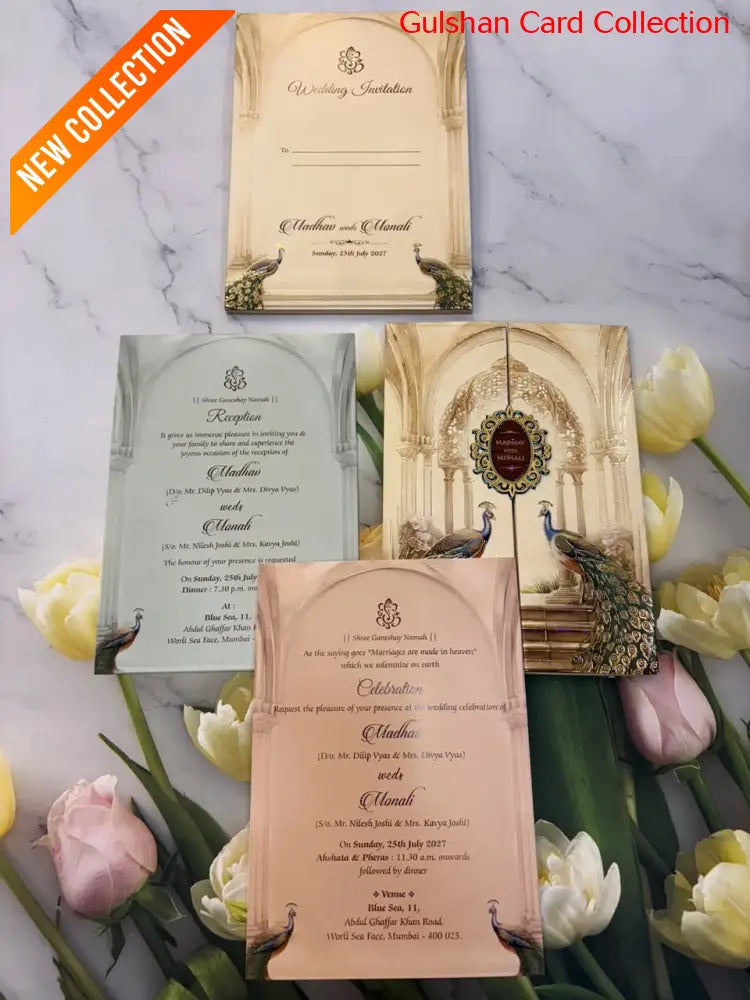 Centre Open Designer Wedding Invitation Card for Marriage JC 3677