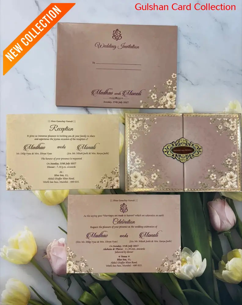 Centre Open Designer Wedding Invitation Card for Marriage JC 3691