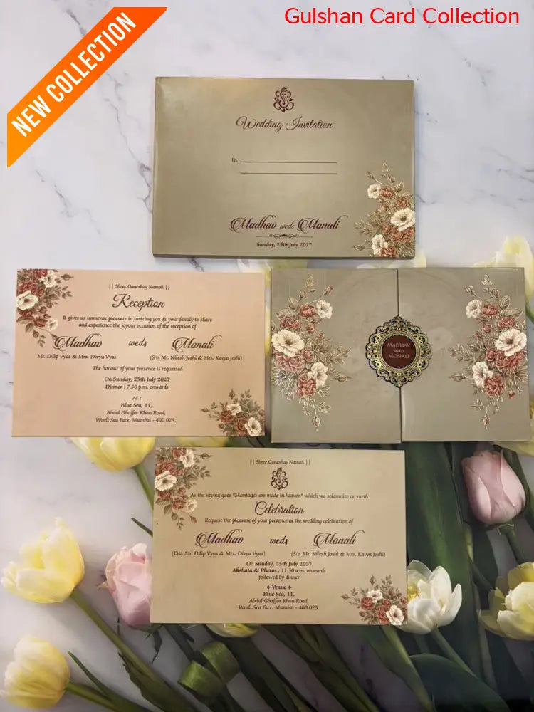 Centre Open Designer Wedding Invitation Card for Marriage JC 3692