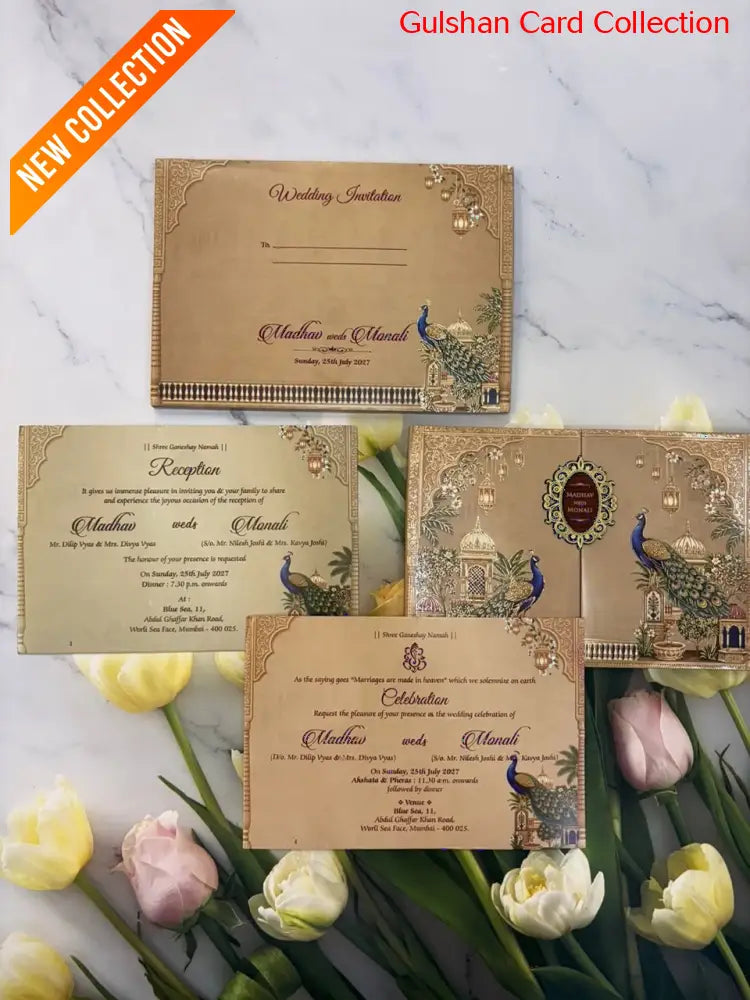 Centre Open Designer Wedding Invitation Card for Marriage JC 3693