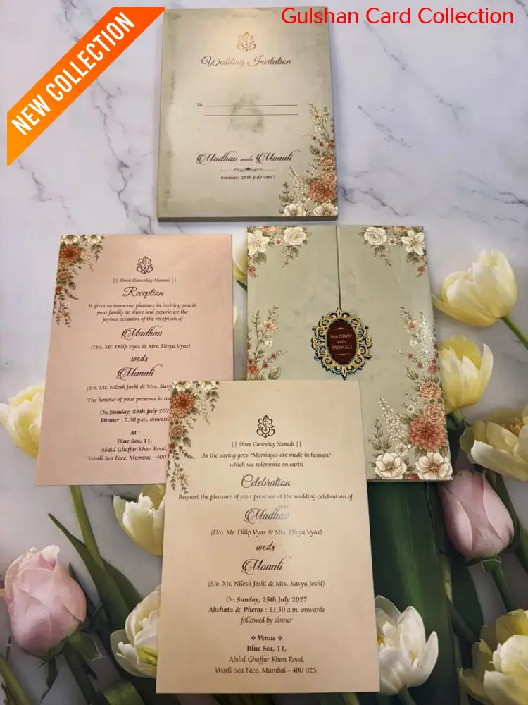 Centre Open Designer Wedding Invitation Card for Marriage JC 3694