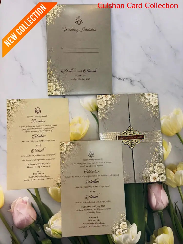 Centre Open Designer Wedding Invitation Card for Marriage JC 3695